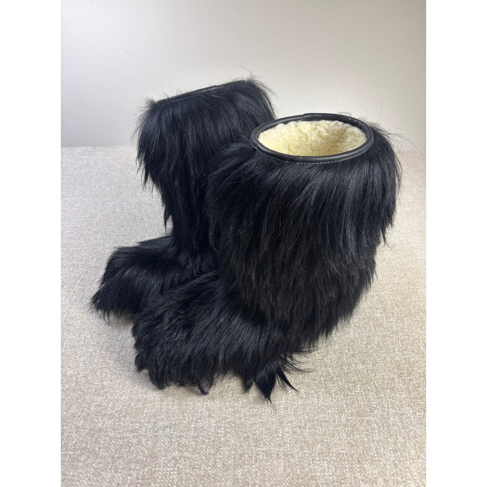 Oscar Sport Vintage Yeti Boots Black Faux Fur Made in Italy Womens 9 EU 40